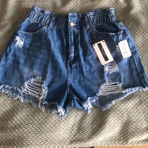 Blue denim shorts
